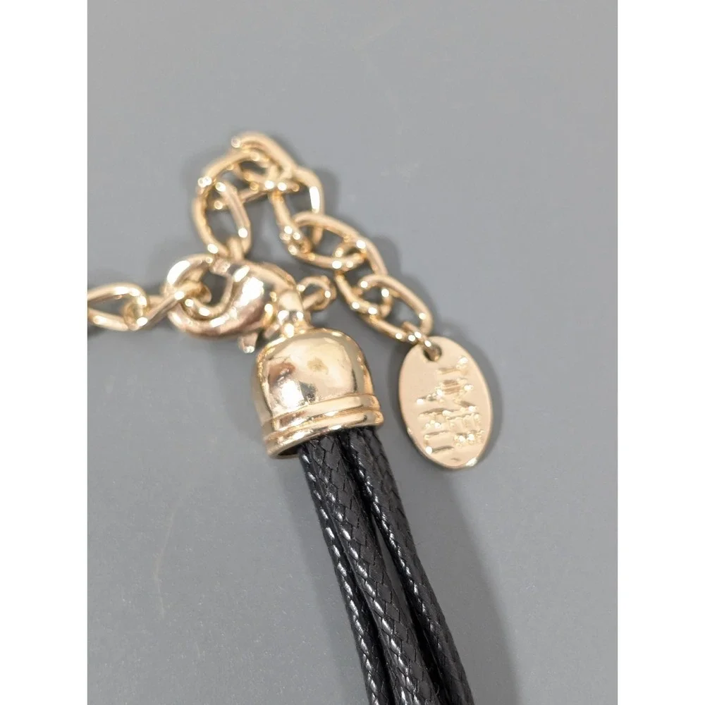 Black Faceted Glass Bead Statement‎ Necklace Multi Cord Modern 21 in
